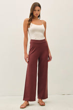 Load image into Gallery viewer, Ultra Comfy Wide Leg Ribbed Knit Pull On Pants | Choco
