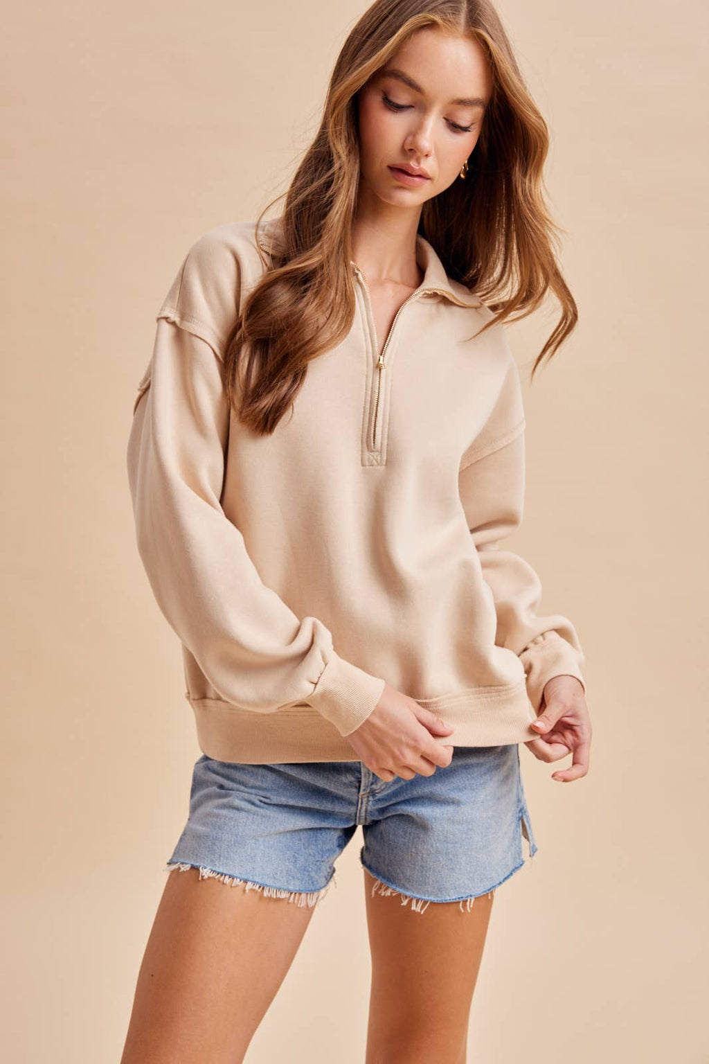 The Seamed Quarter-Zip Pullover