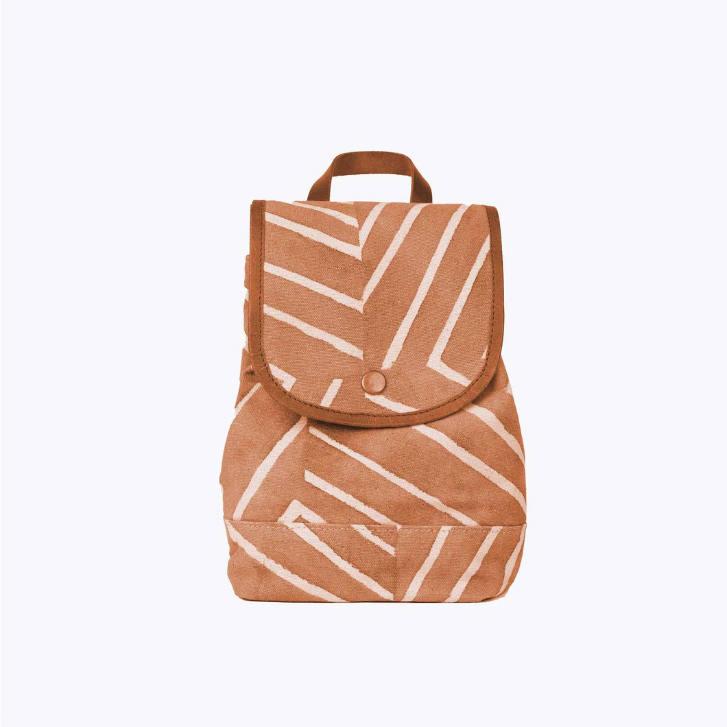 JOYN Bags- Fabric Mini Fold Over Backpack - Clay Refraction