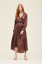 Load image into Gallery viewer, Grade &amp; Gather Orchid Solid Satin Midi Dress
