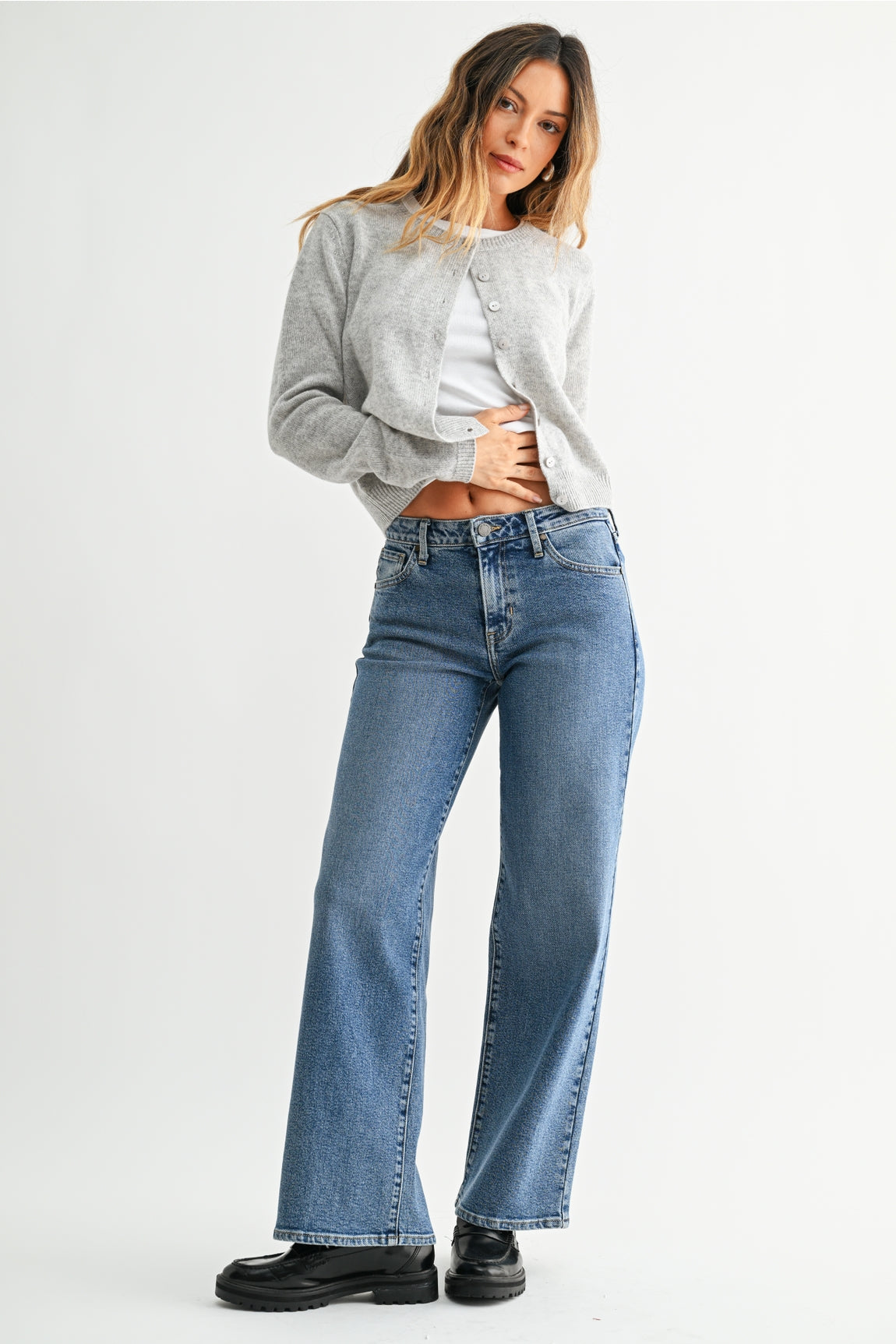 *Back in Stock!* Just Black Denim Mid Rise Slim Wide Leg | Medium
