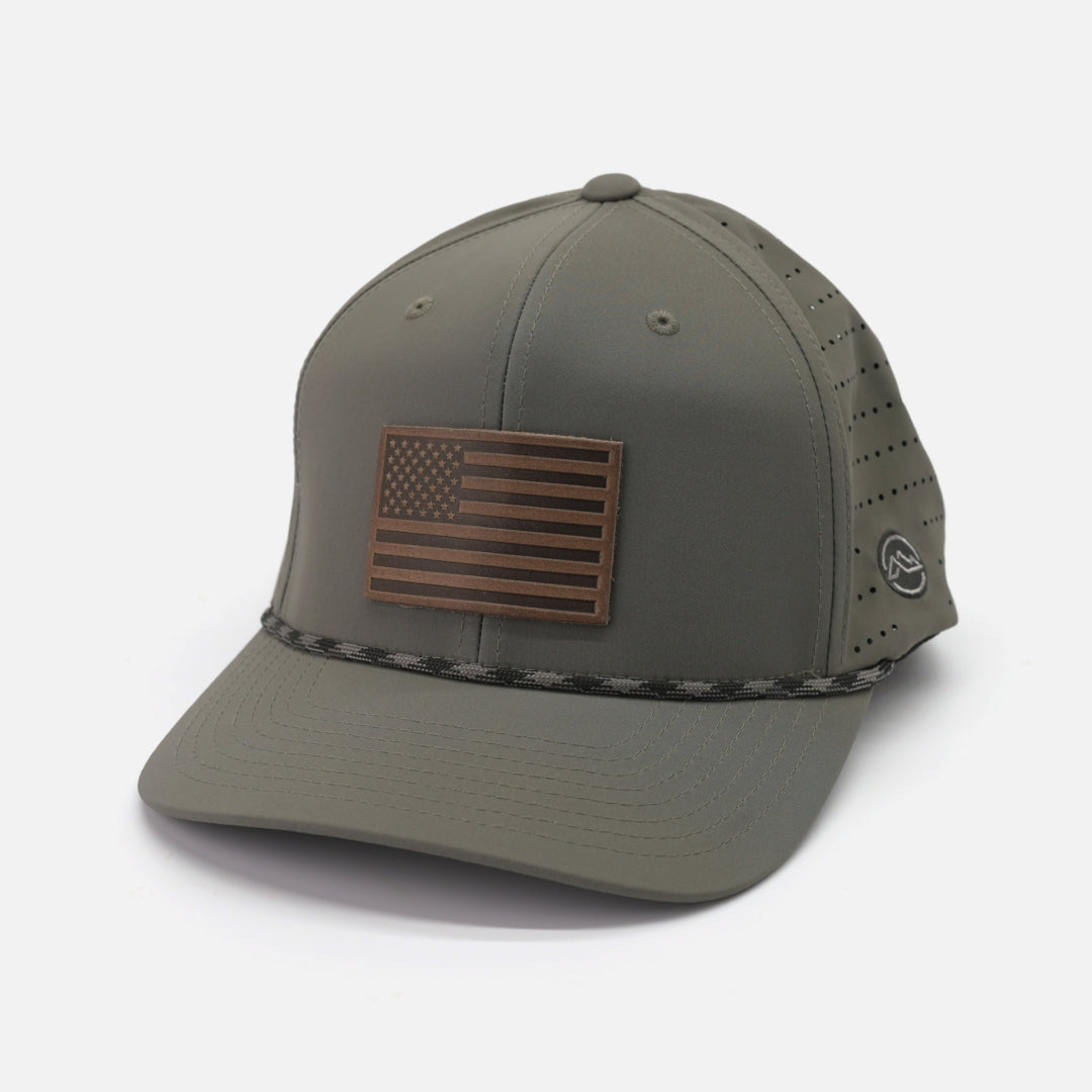 Range Leather Co. American Flag Sports Performance Hat | Sage