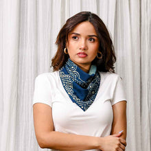 Load image into Gallery viewer, Ichcha Indigo Geometric Bandana
