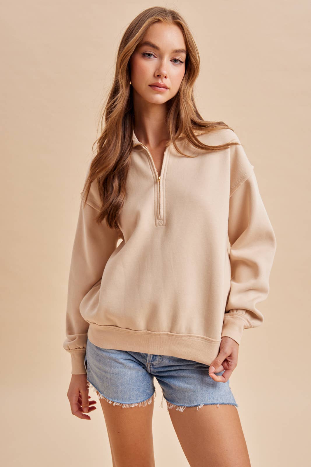 The Seamed Quarter-Zip Pullover