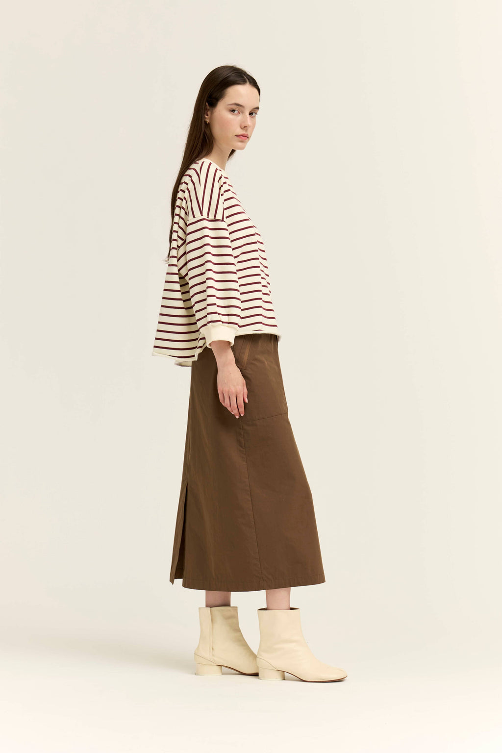 Easy Fit Stripe Sweatshirt | Cream/Brick