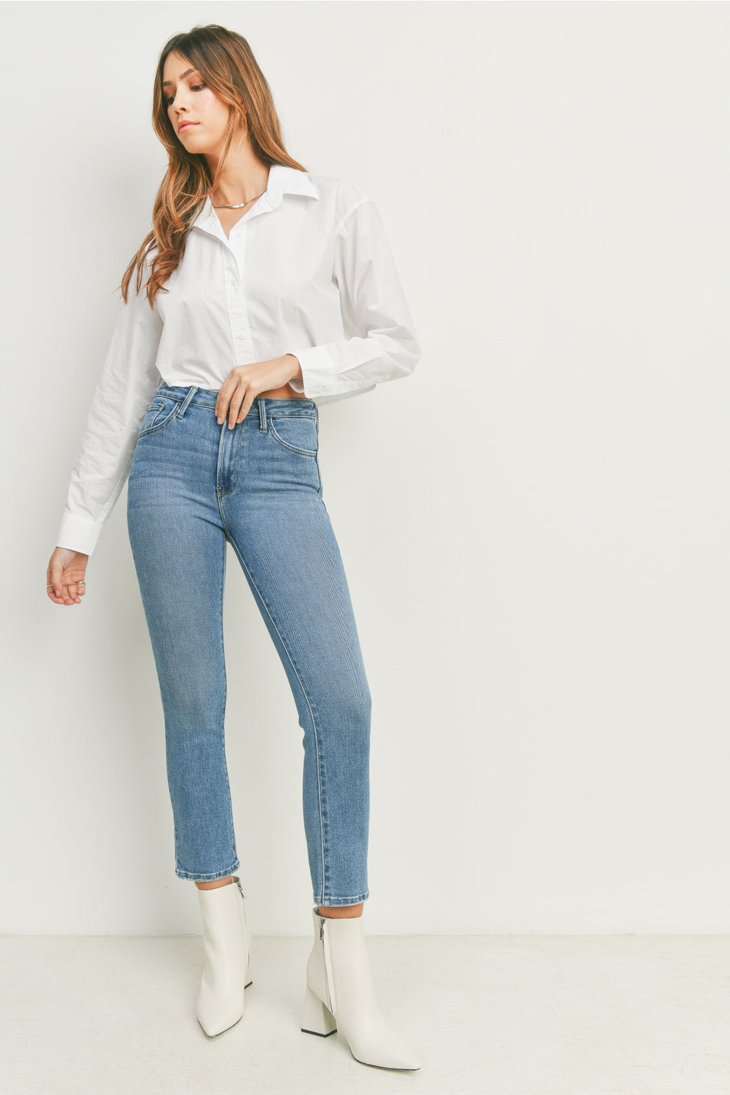 JBD Hem Distress Slim Straight | Medium Wash