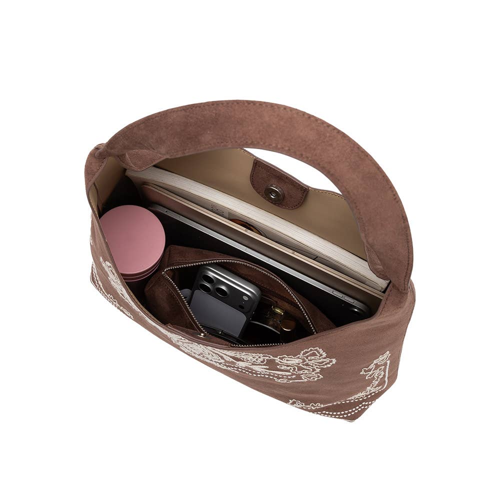 Eunice Tobacco Vegan Suede Tote Bag