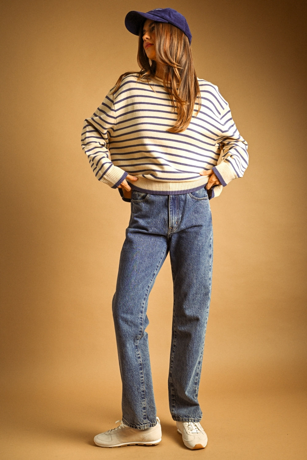 Berkshires Rolled Crew Striped Sweater
