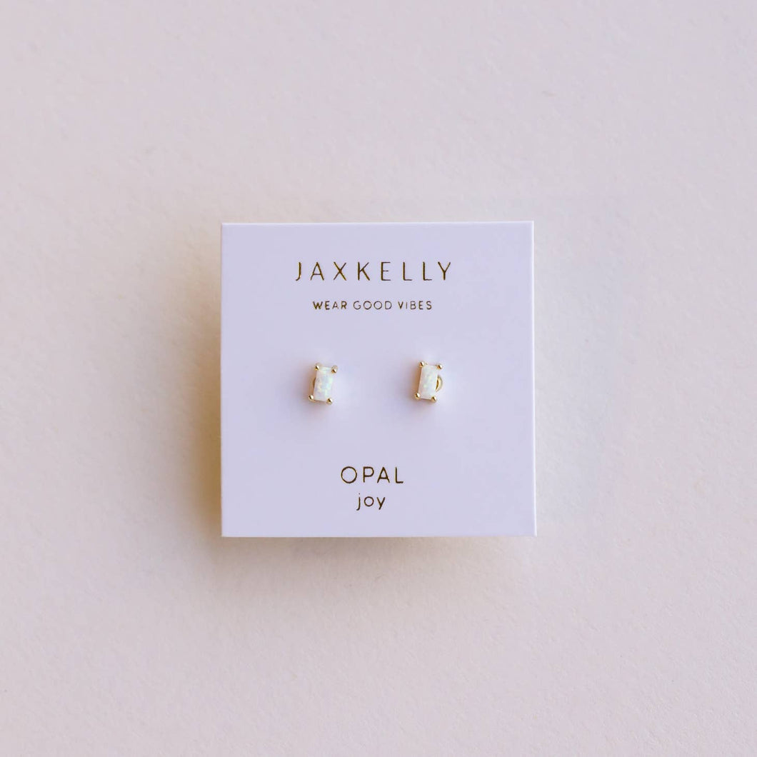 White Opal Baguette Earring