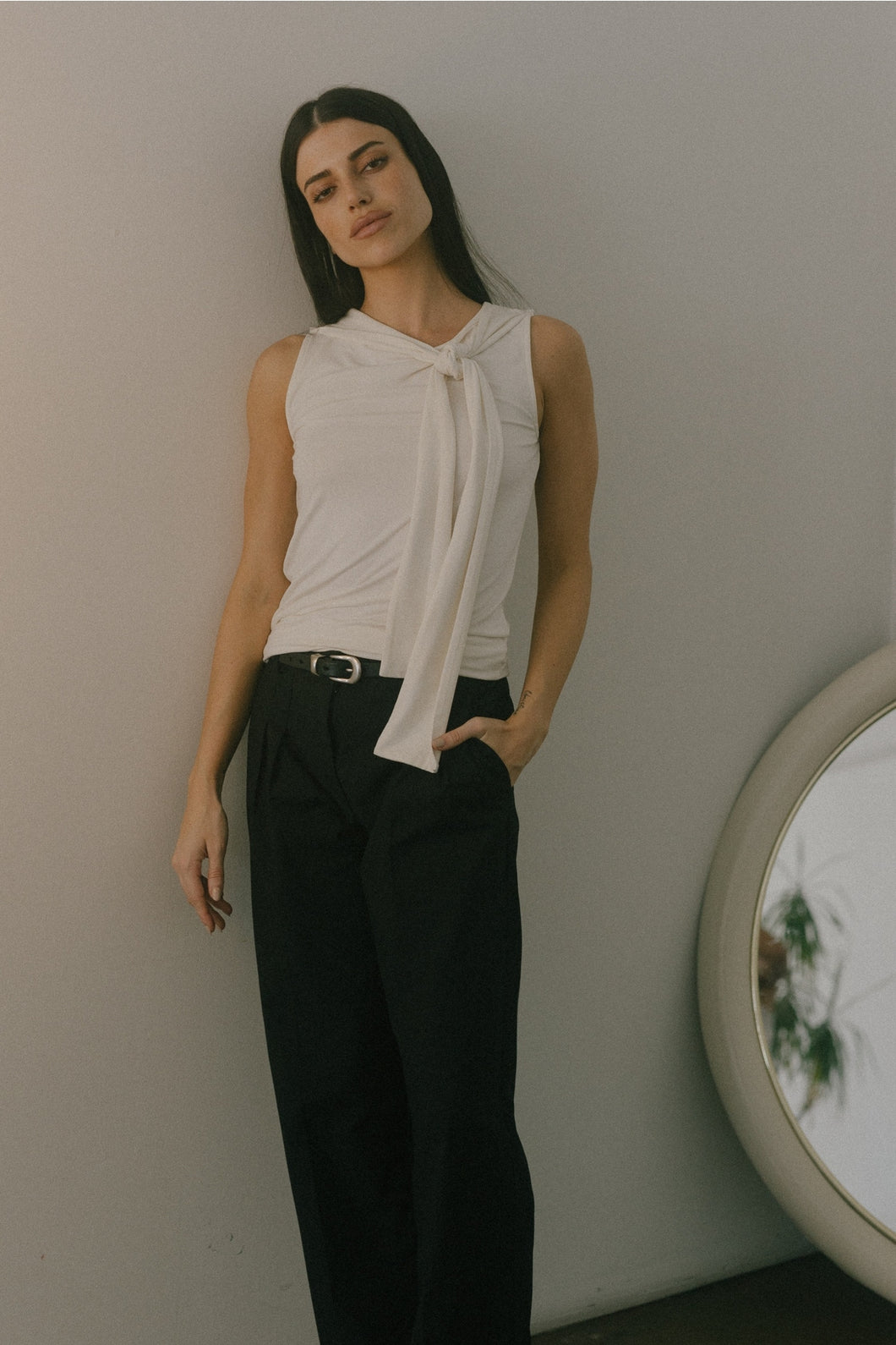 The Olivia Top | Soft Knit Top with Tied Neck