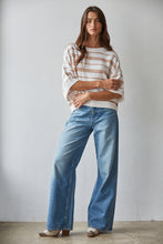 Load image into Gallery viewer, Knit Striped Short Sleeve Crew Neck Pullover Top

