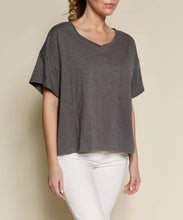 Load image into Gallery viewer, V Neck Oversize Crop Tee
