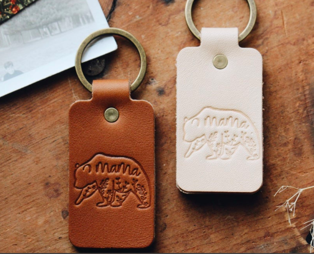 Mama Bear Leather Keychain by The Traveling Penny