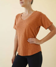 Load image into Gallery viewer, Cottonslub V Neck Her Day Tee- Rust

