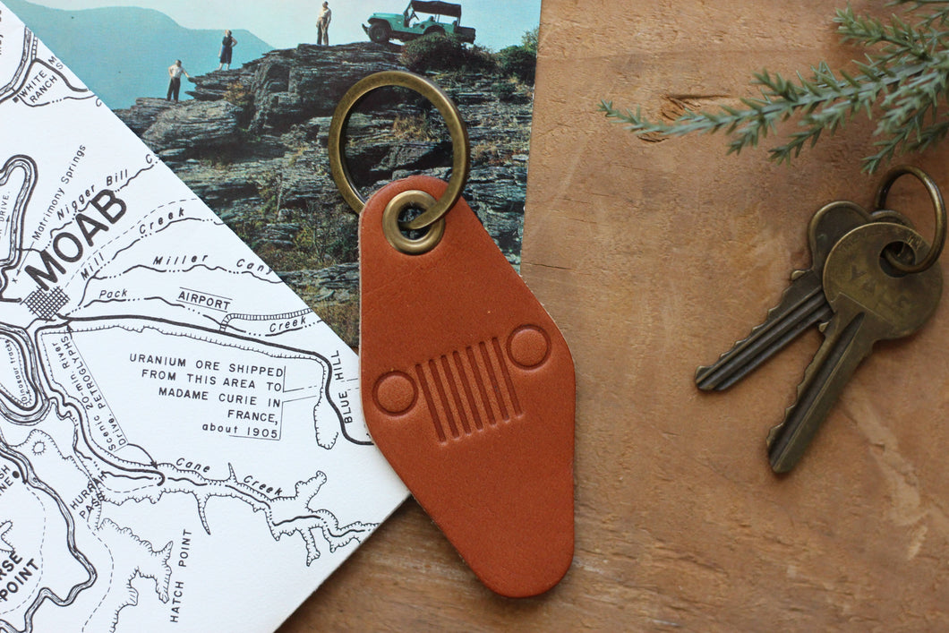 Jeep Grill Leather Keychain by The Traveling Penny