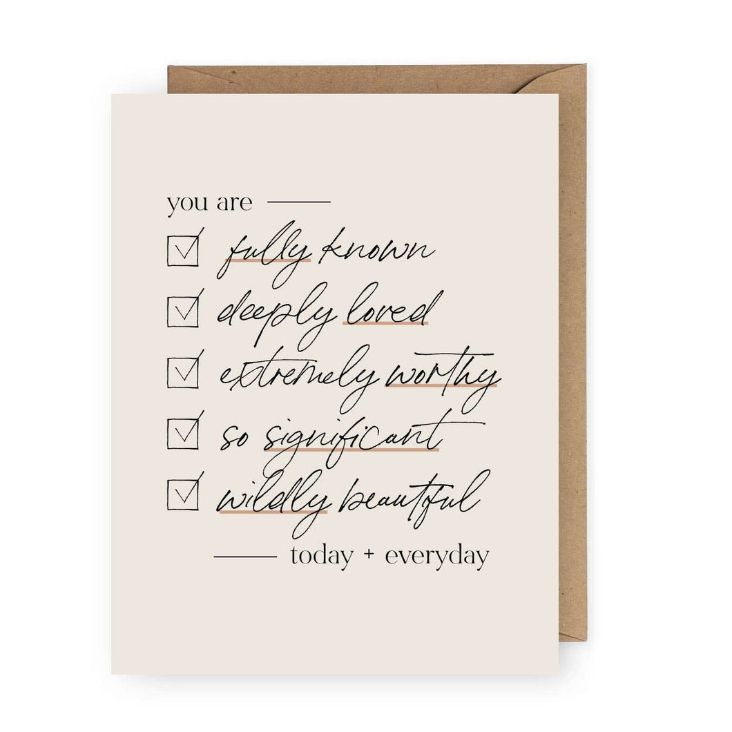 *BACK IN STOCK* You Are Fully Known Checklist- Greeting Card