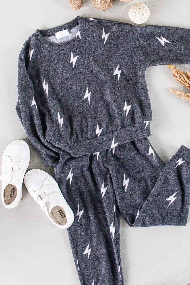 Lightning Bolt Cozy Set- Charcoal