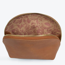 Load image into Gallery viewer, Halfmoon Makeup Pouch in Camel Leather

