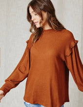 Load image into Gallery viewer, Ruffle Sleeve Sweater Weather Top
