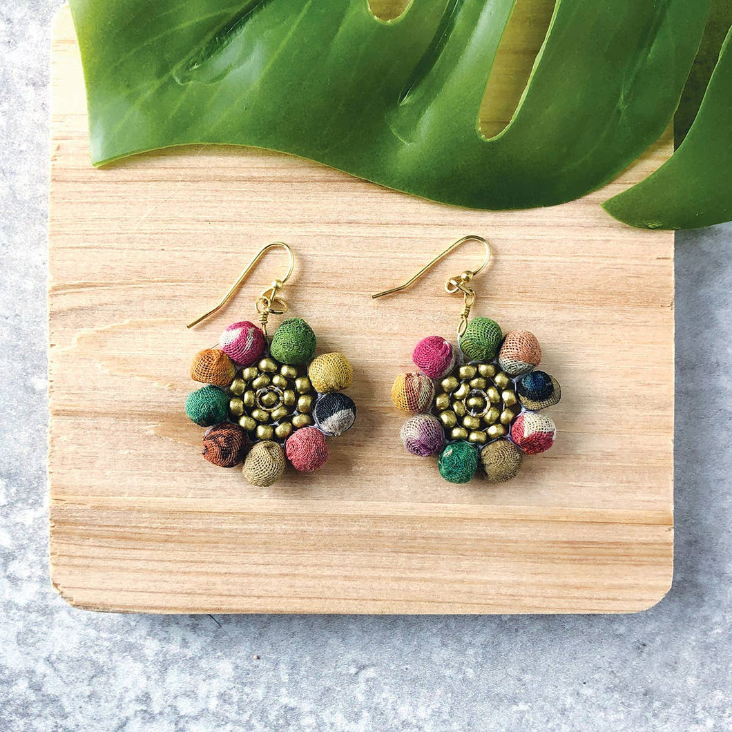 *Back In Stock!* WorldFinds Kantha Sunflower Earrings