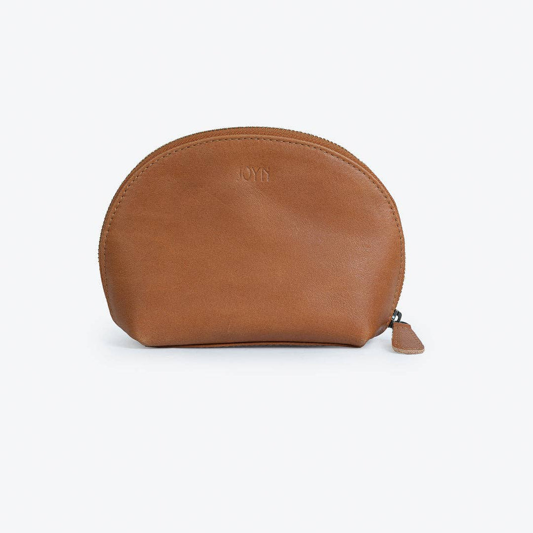 Halfmoon Makeup Pouch in Camel Leather