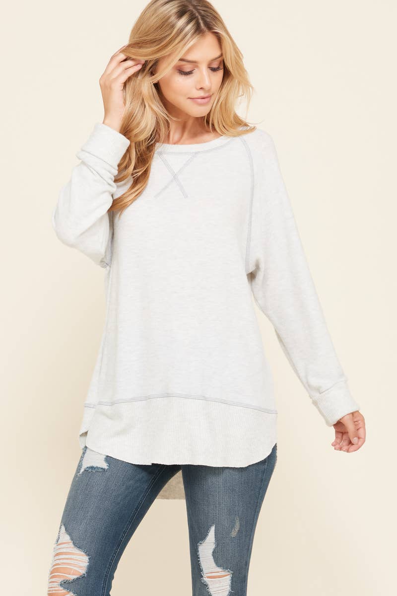 *BACK IN STOCK!* Maple Sage Lighter Grey Boat Neck Sweater