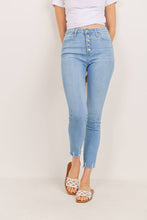 Load image into Gallery viewer, Light-wash Button-Up Skinny With Hem Scratch
